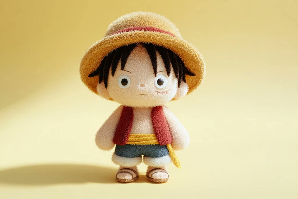 A cute full-body plush toy, plush doll art, stylized 3D character example 2