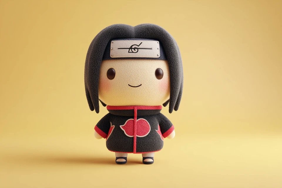 A cute full-body plush toy, plush doll art, stylized 3D character example 3