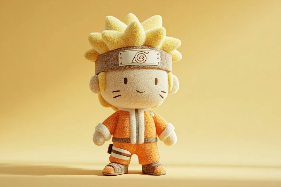 A cute full-body plush toy, plush doll art, stylized 3D character example 4