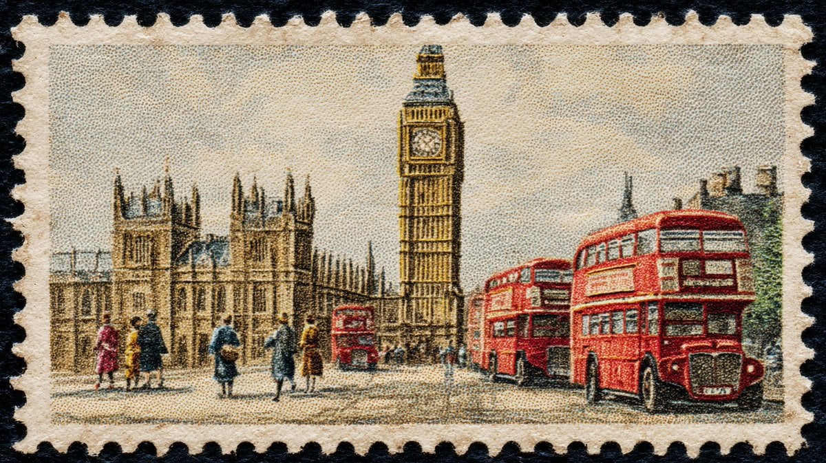 A vintage postage stamp depicting example 2