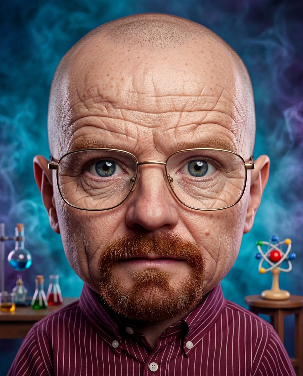 Hyperrealistic baby image in a caricature style, with exaggerated facial AI image template preview
