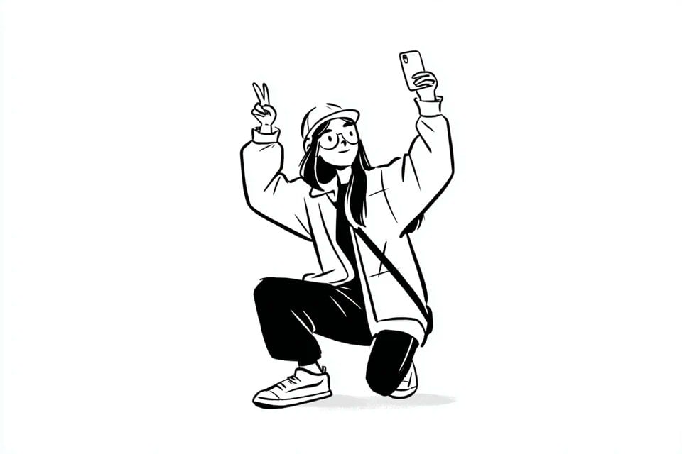 A simple black-and-white illustration of a, with a expression AI image template preview