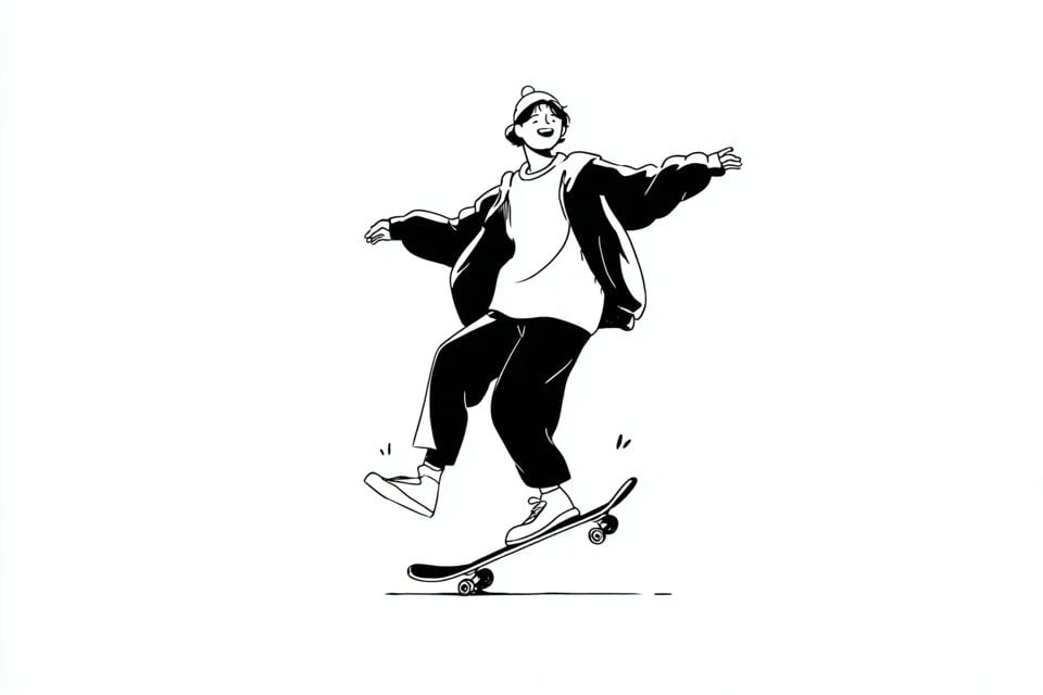 A simple black-and-white illustration of a, with a expression example 4
