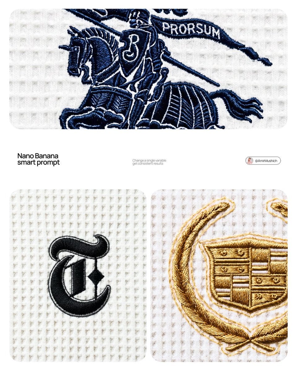 A close-up editorial campaign of a premium embroidered garment AI image template preview