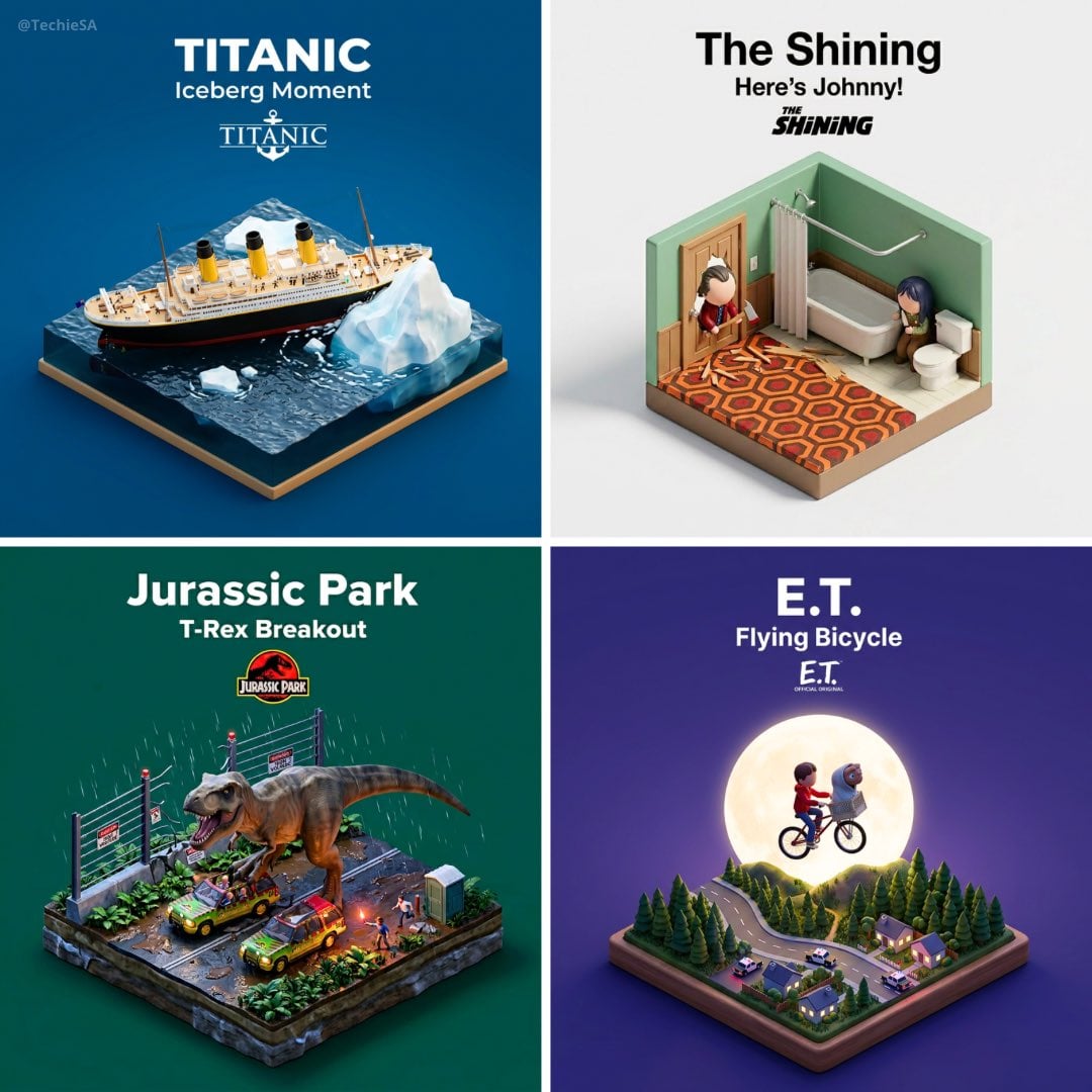 Clear, 45 top-down isometric miniature 3D cartoon scene of the iconic AI image template preview