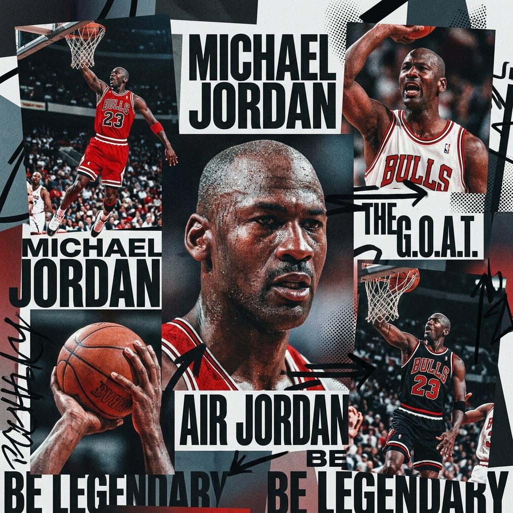Digital modern maximalism style sports collage of visuals with grainy example 2