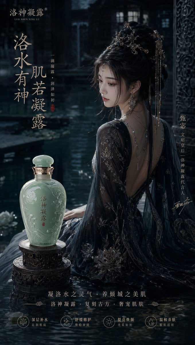 赵飞燕同款掌中舞香膏广告，错金缠枝莲铜瓶，冷艳诡谲深宫氛围感，竖屏9 16 example 2