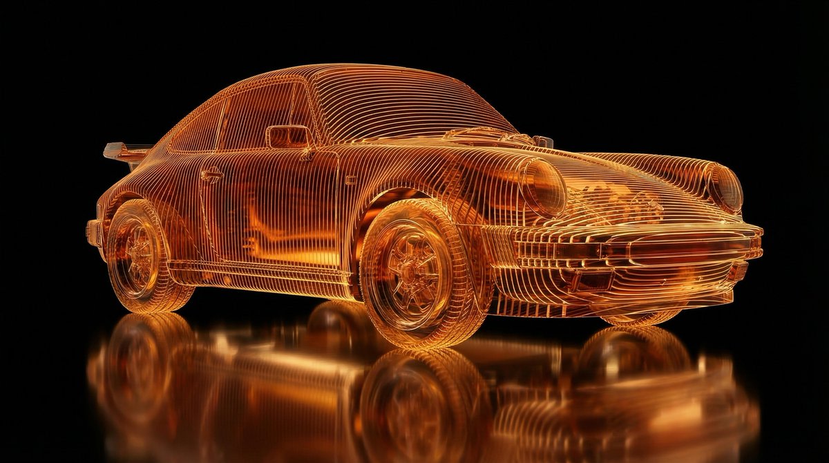 Transparent Layered Glass Supercar Sculpture Prompt AI image template preview