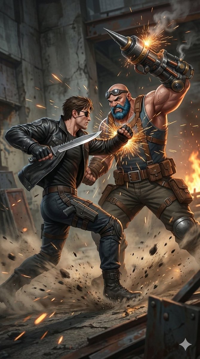 Combat Scene Generation Comparison example 2