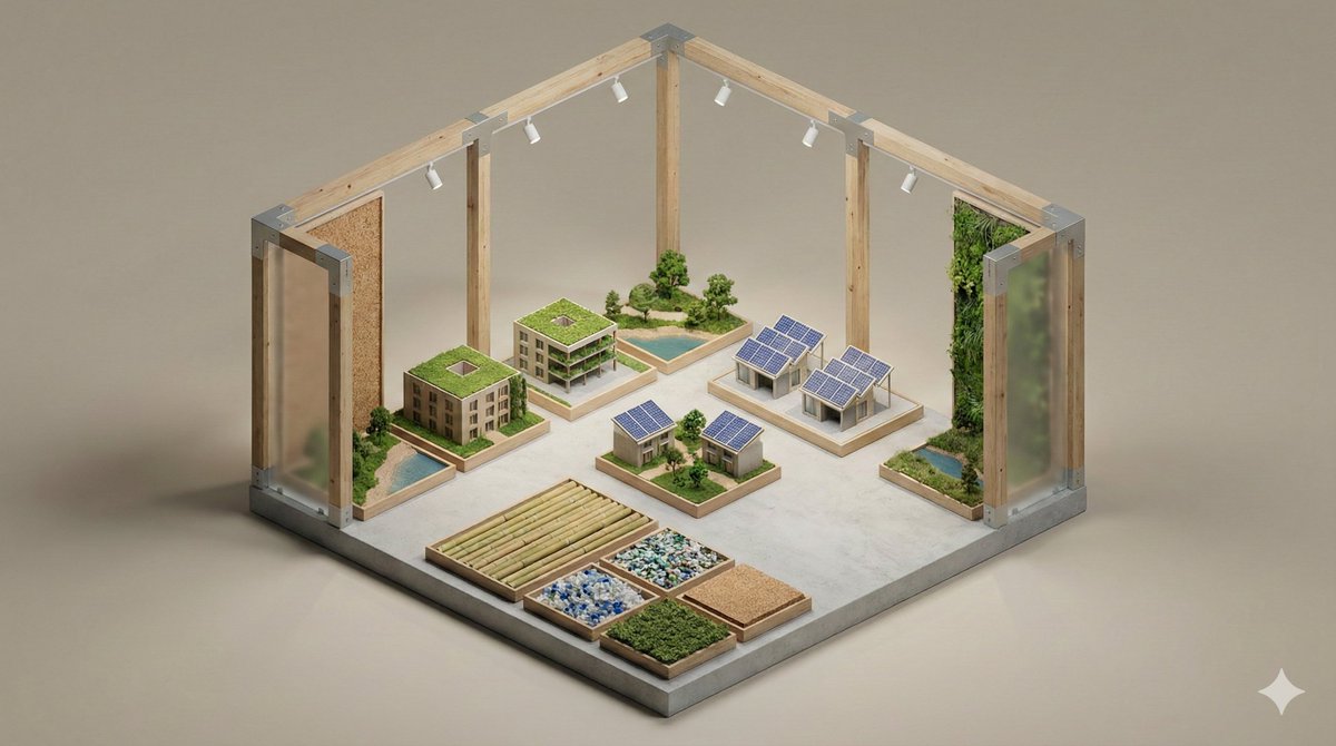 Minimalist 3D Isometric Exhibition Pod Diorama AI image template preview