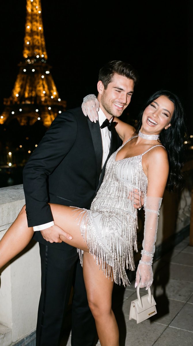 Cinematic Flash Editorial Couple Portrait in Paris AI image template preview