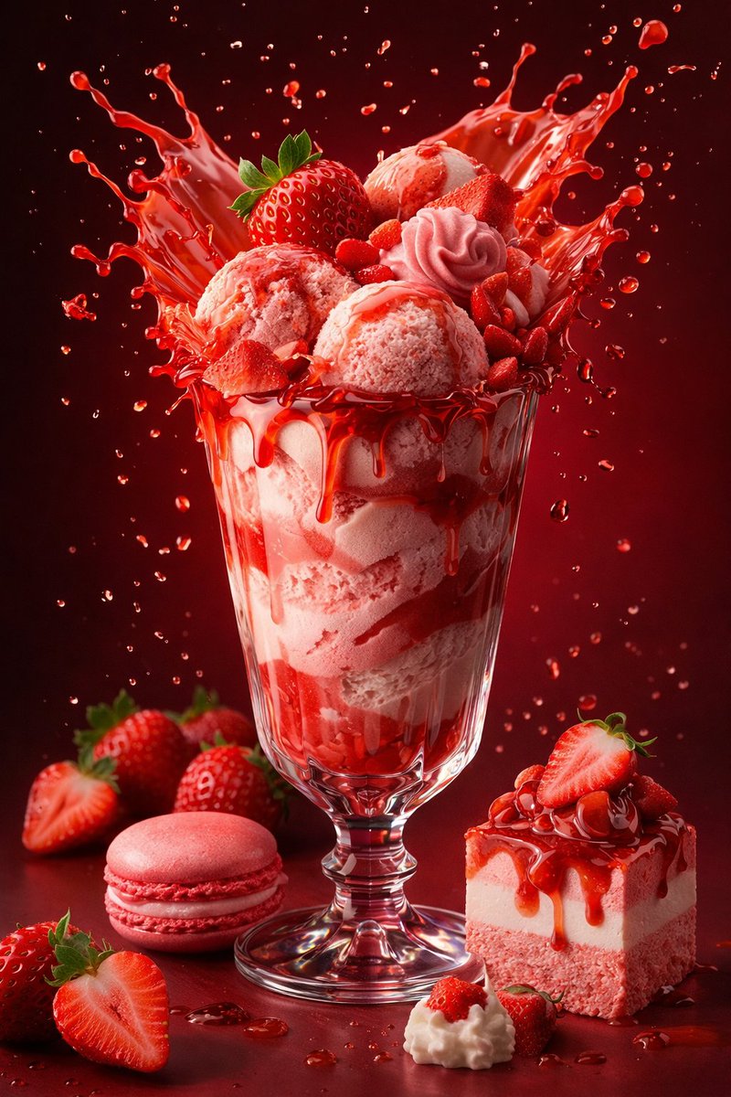 Parameterized Ice Cream Dessert Advertising Poster Prompt AI image template preview