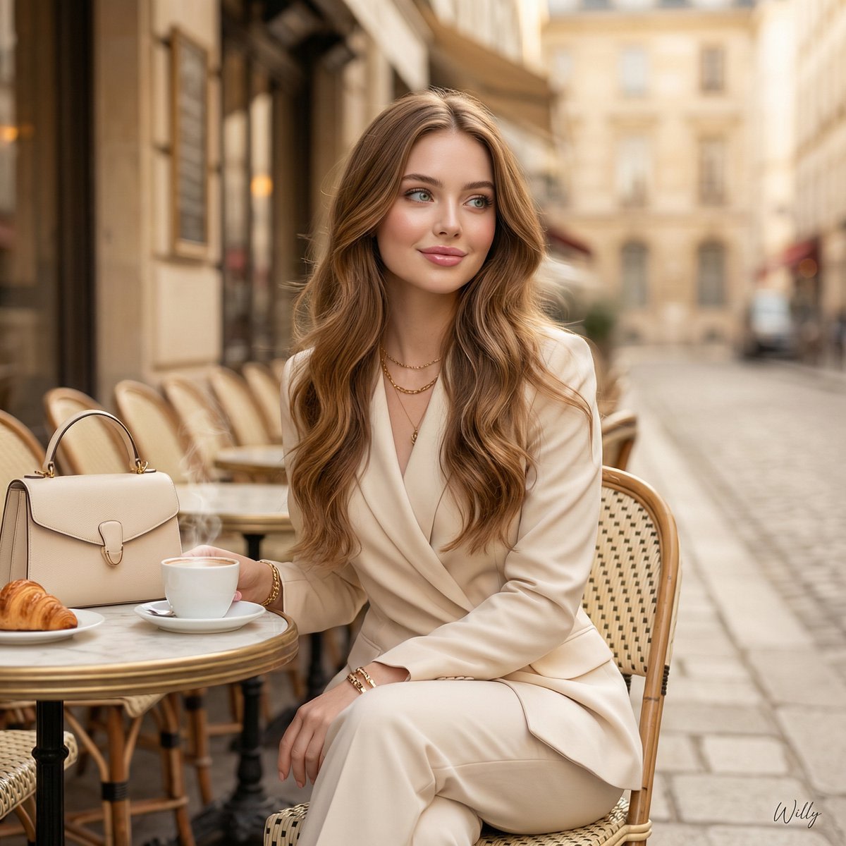 Parisian Luxury Fashion Ad at Golden Hour AI image template preview