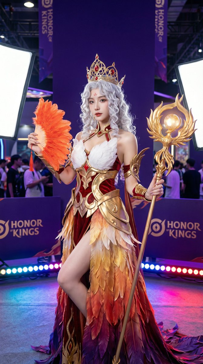 Detailed Photorealistic Cosplay Portrait Prompt: Phoenix Theme AI image template preview