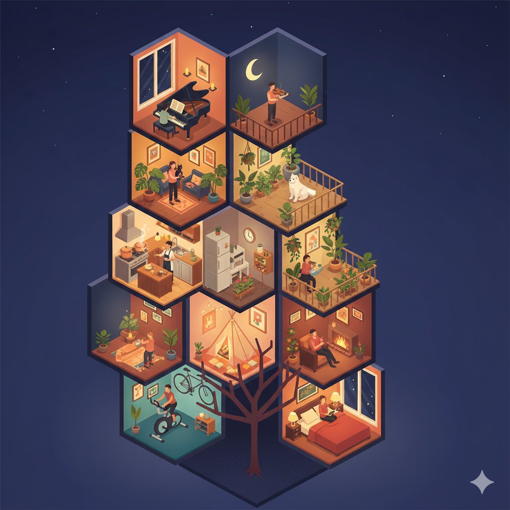 Isometric Cross-Section Illustration of a Floating Modular Apartment Building AI image template preview