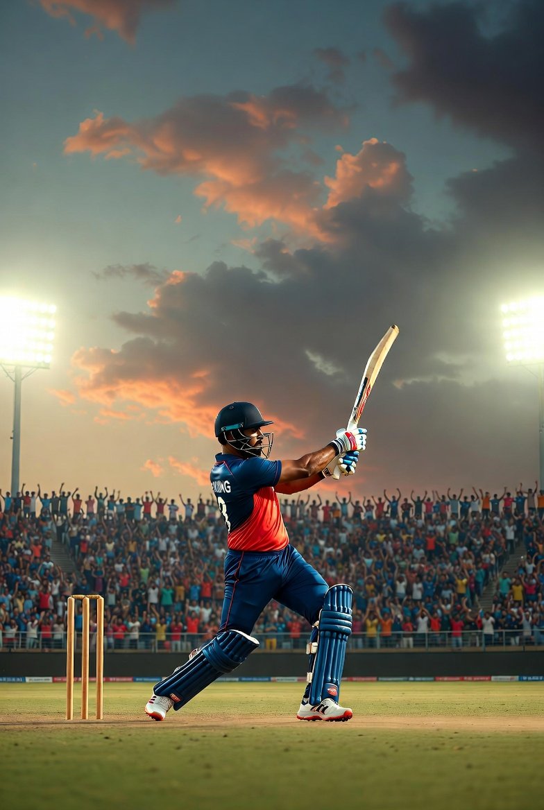 Virat Kohli Nano-Style Cricket Cartoon AI image template preview