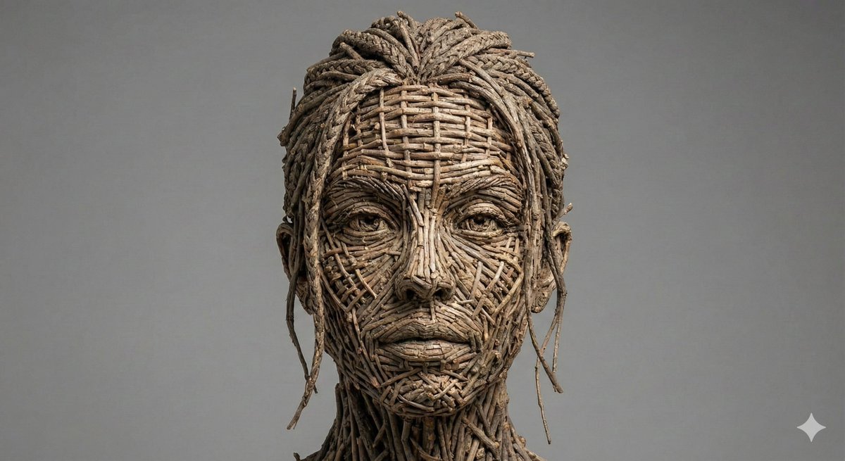 Woven Wooden Twig Portrait with Identity Lock example 4