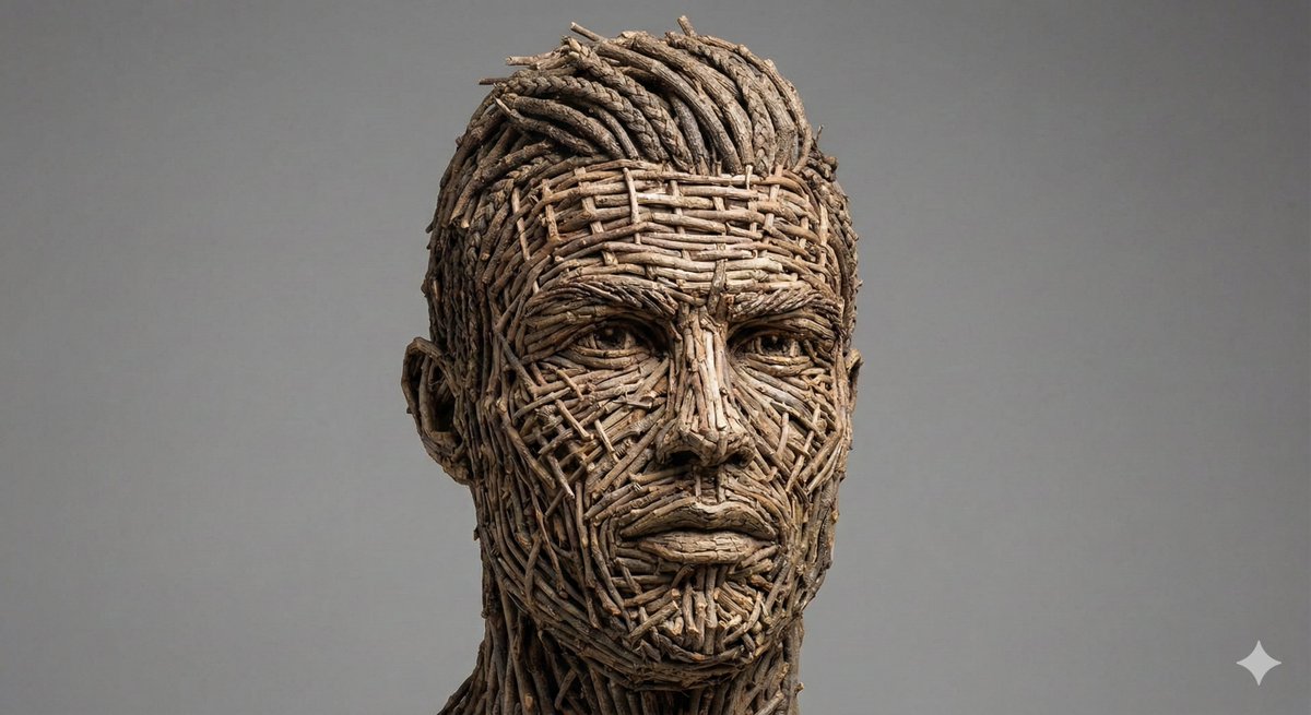 Woven Wooden Twig Portrait with Identity Lock example 2