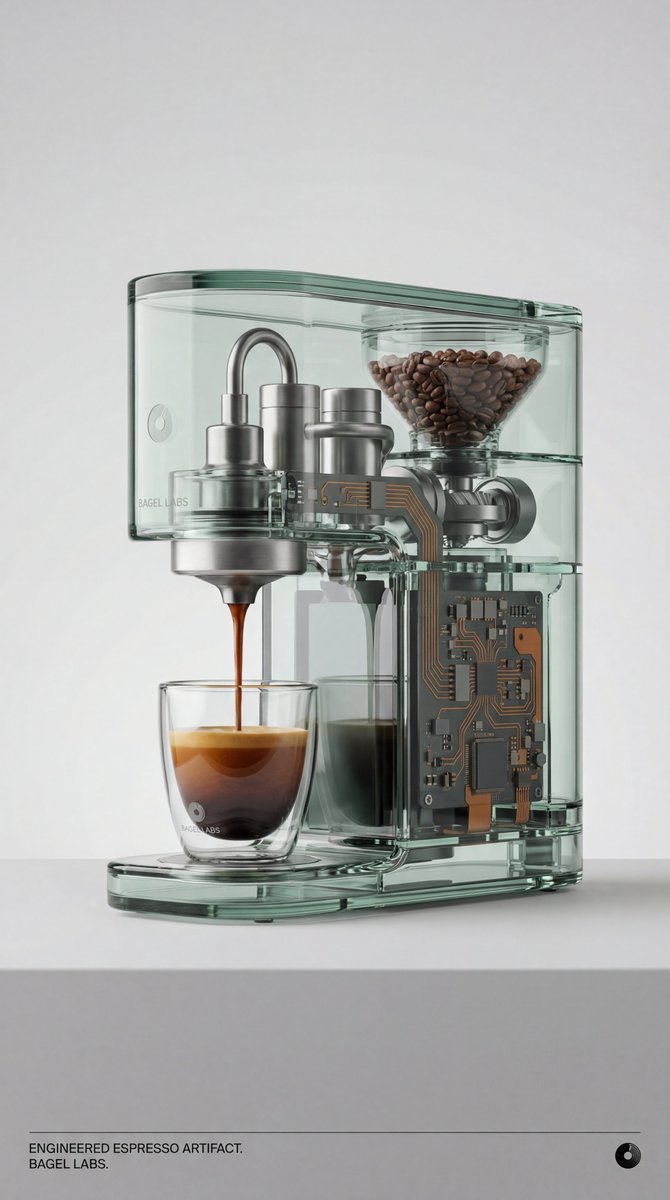 Recontextualized Glass Espresso Machine Product Shot AI image template preview