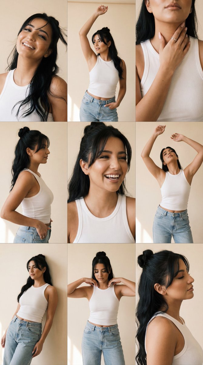 Fujifilm Editorial Portrait Grid with Strict Identity Lock AI image template preview