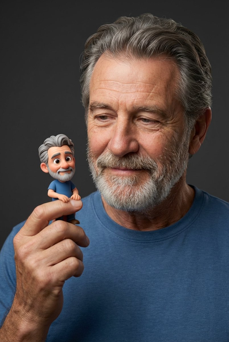 Photorealistic Portrait with Whimsical 3D Cartoon Clone Prompt AI image template preview
