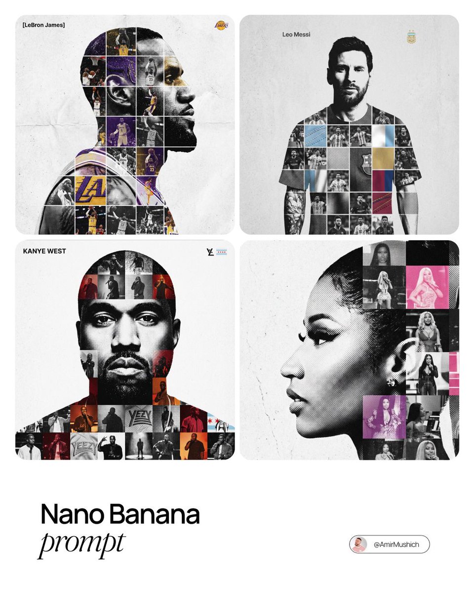 Photo-Grid Tribute Poster Design Prompt AI image template preview