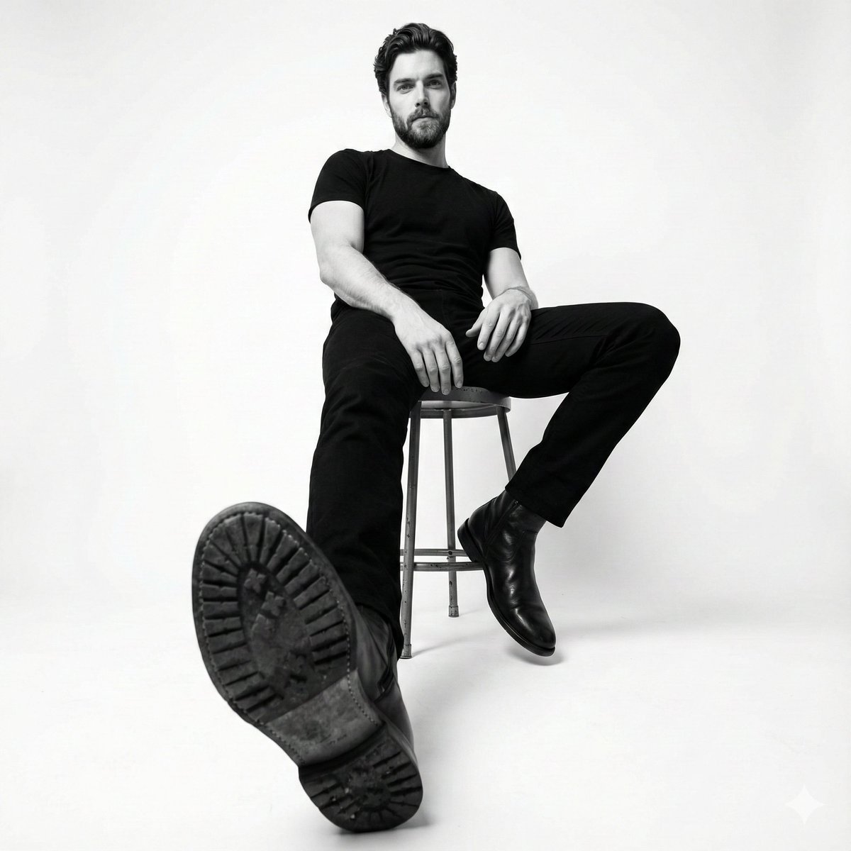 High-Contrast Black and White Fashion Photography AI image template preview