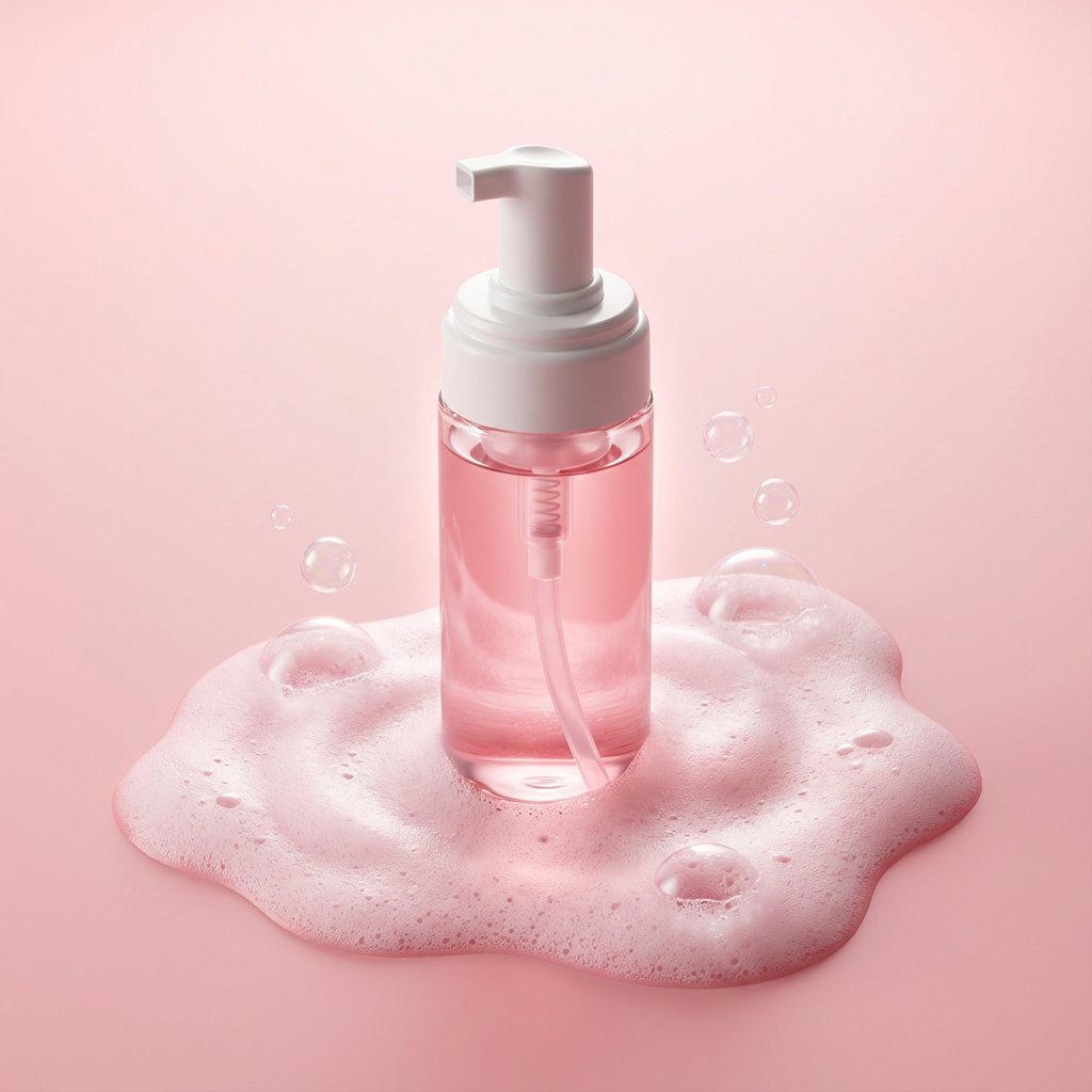 Minimalist Skincare Product Photography with Bubbles AI image template preview