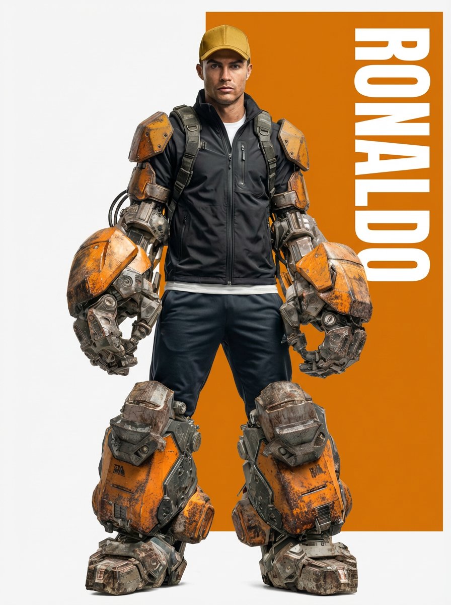 Ronaldo Futuristic Exoskeleton Portrait Prompt AI image template preview