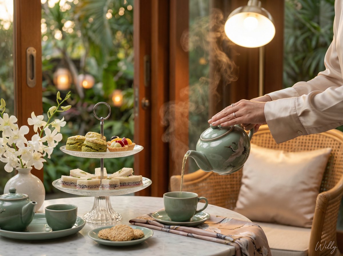 Photorealistic Vietnamese Afternoon Tea Scene AI image template preview