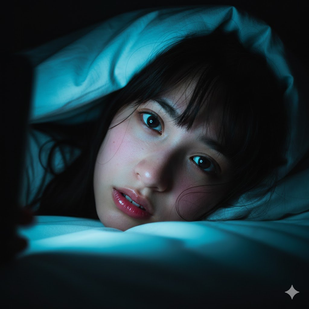 Intimate Late-Night Portrait with Screen Glow AI image template preview