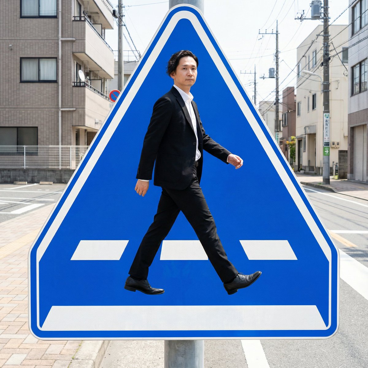 Pedestrian Markings as Personal Silhouette AI image template preview