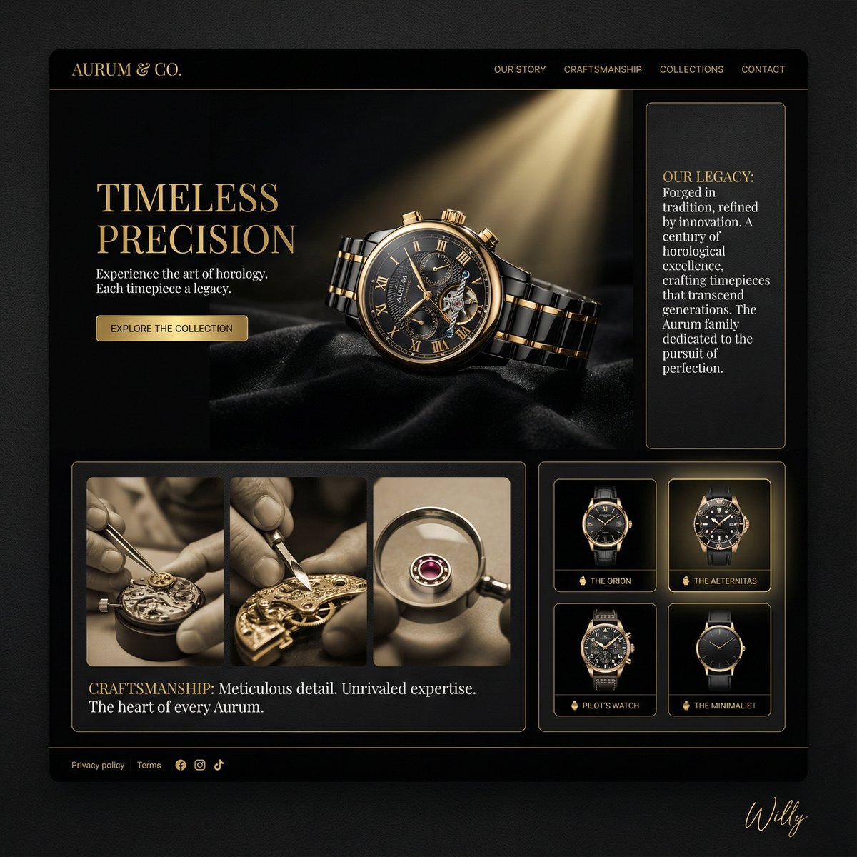 Luxury Watch Brand Landing Page Design Prompt AI image template preview