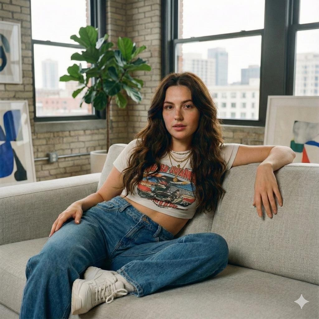 Modern Loft Lifestyle Editorial Portrait Prompt AI image template preview