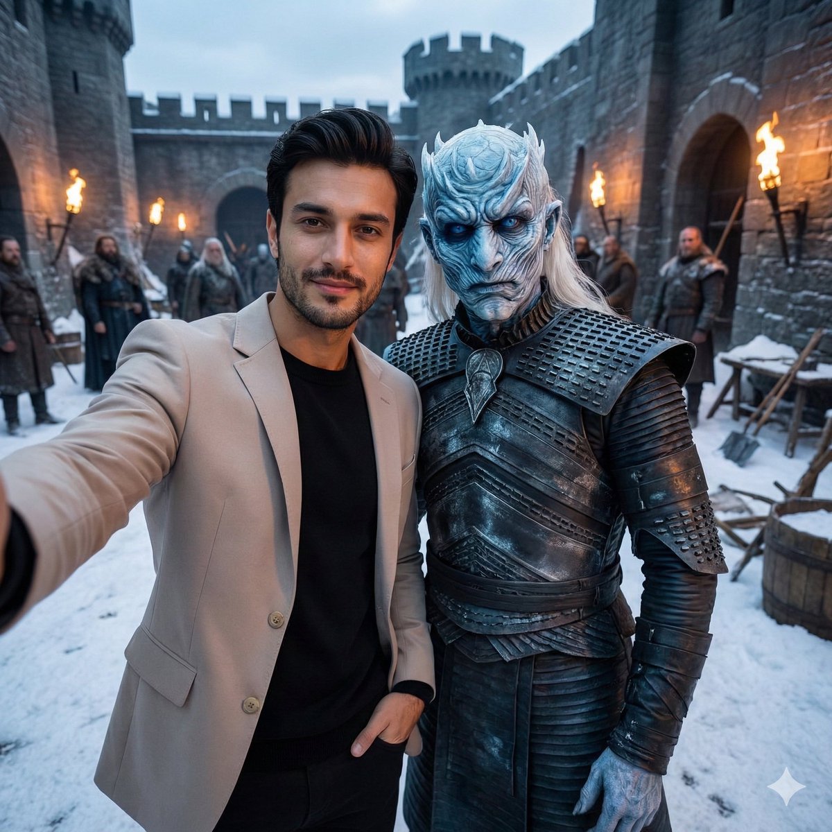 Selfie with Night King on Game of Thrones Set AI image template preview