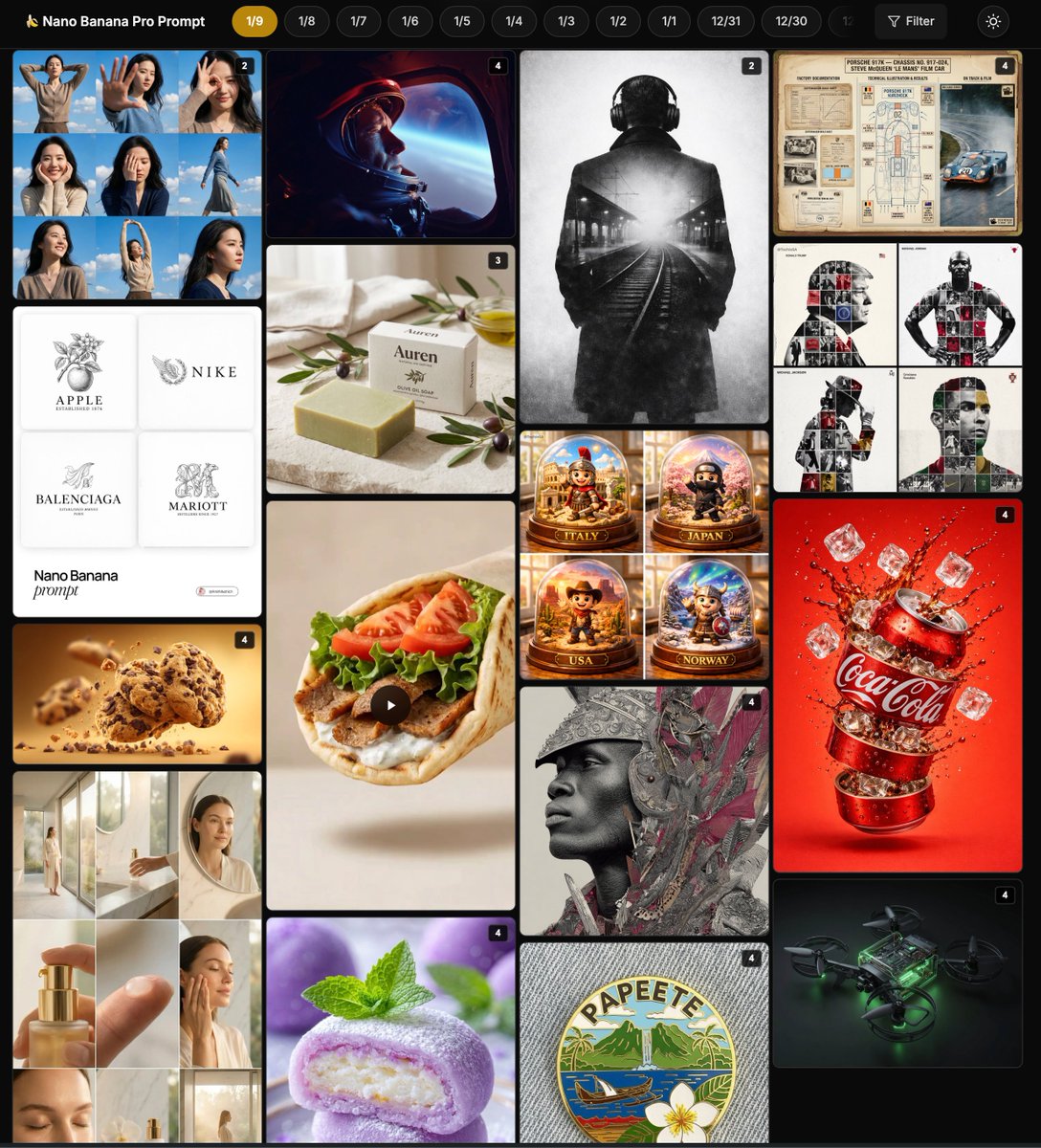 3x3 Grid Female Pose Collage Highlighting Dynamic Fashion and Light Effects AI image template preview