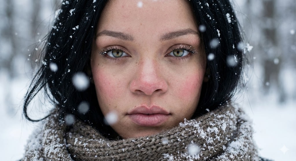 Ultra-Photorealistic Winter Portrait Macro Focus (Sadie Sink) example 3
