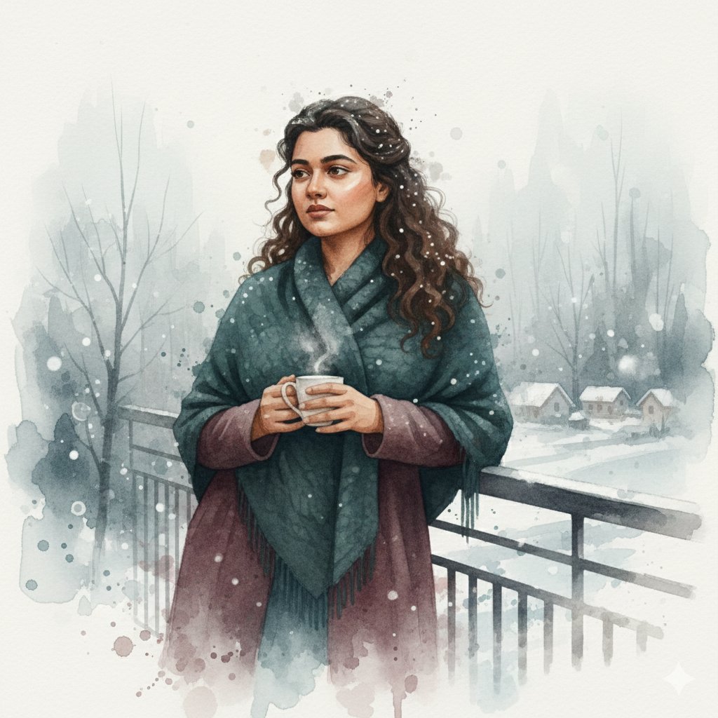 Winter Watercolor Portrait with Identity Lock Prompt AI image template preview