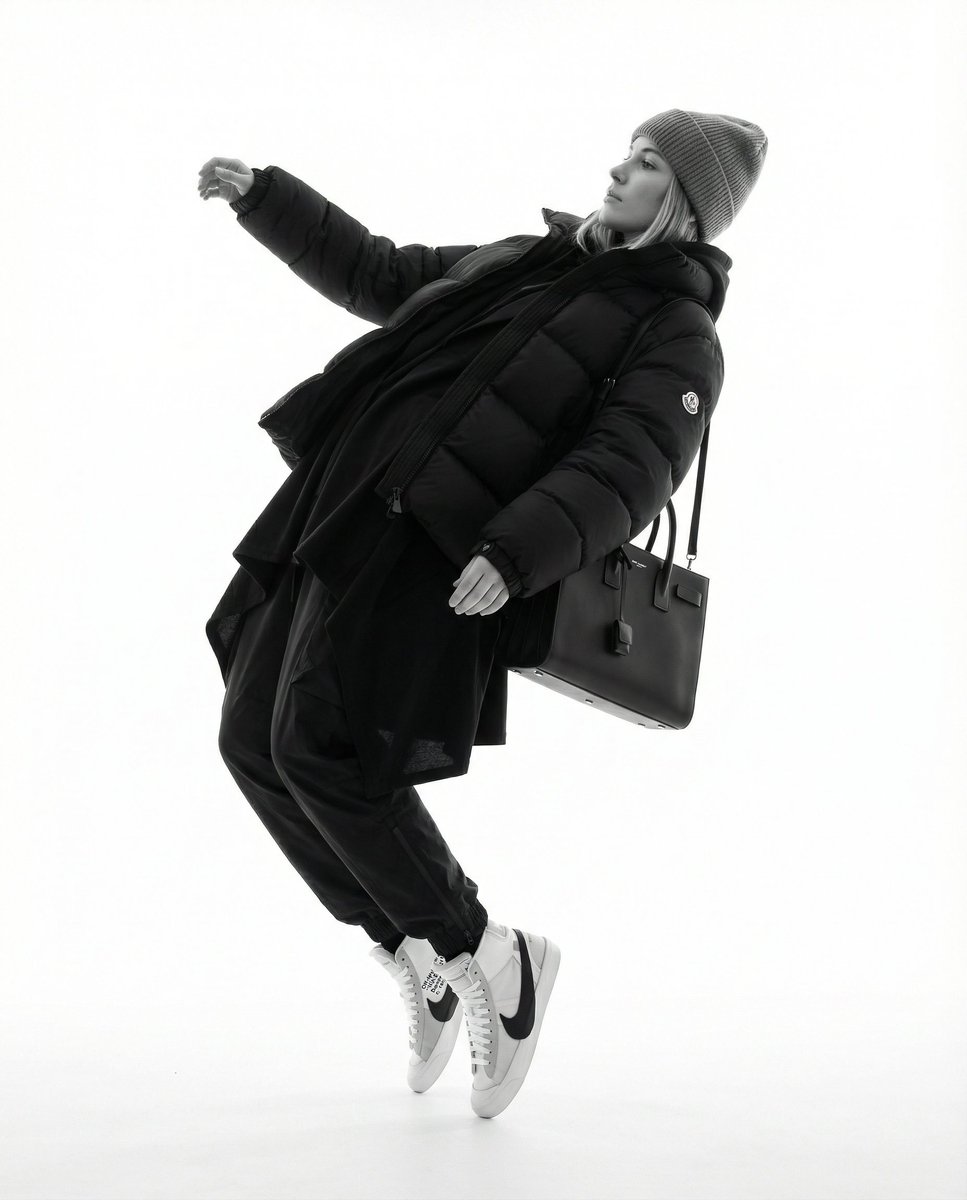 Monochrome Hypebeast Editorial with Airborne Action example 2
