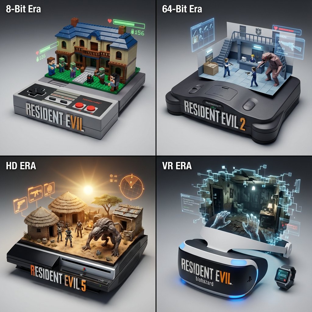Gaming History Console Architecture Grid Template AI image template preview