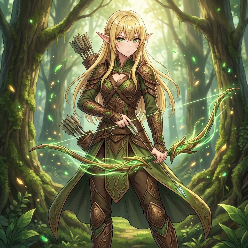 Elven Archer Transformation Prompt AI image template preview