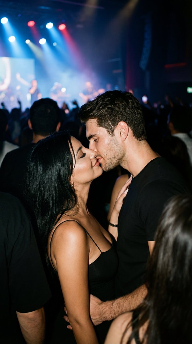 Candid 35mm Concert Romance Film Still AI image template preview