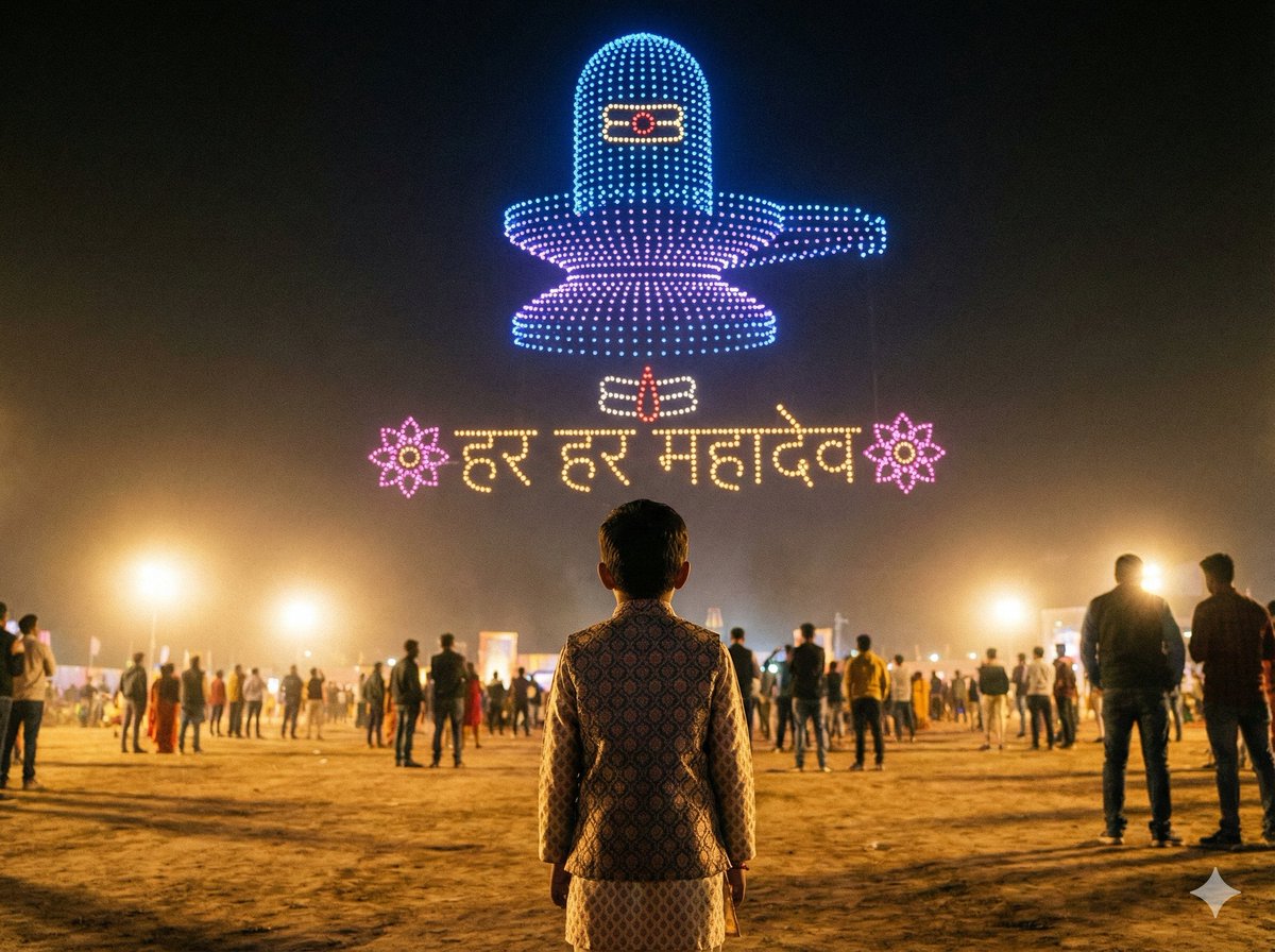 Shiv/God Created by Drones in Sky AI image template preview