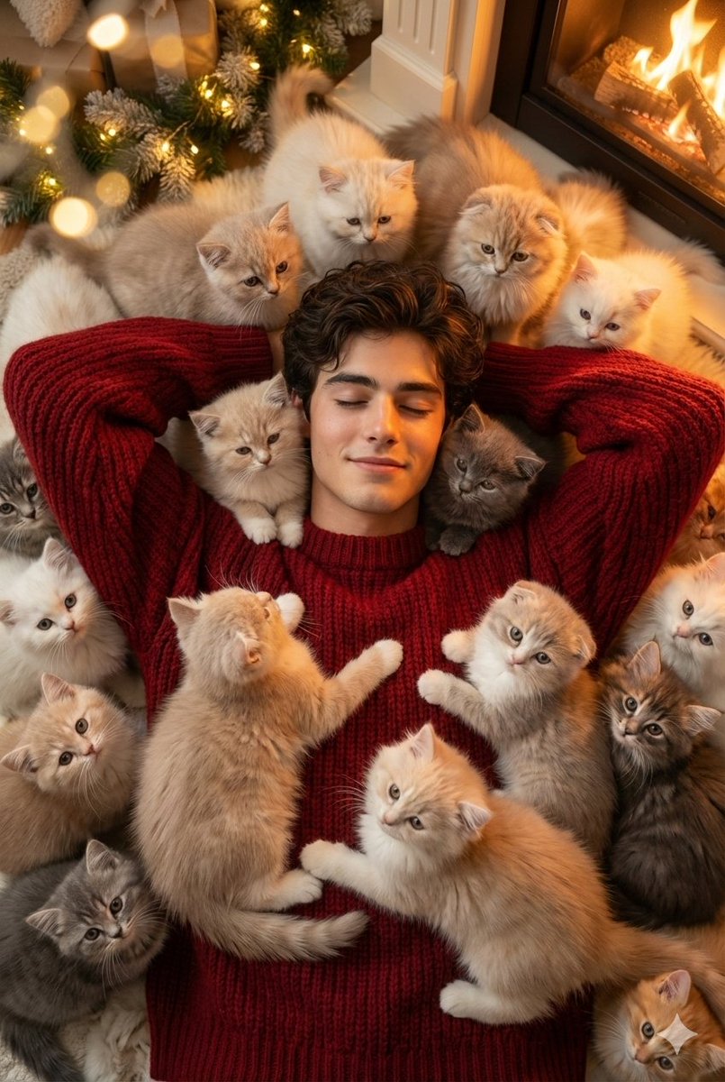 Cozy, Surreal Kitten Overload Portrait AI image template preview