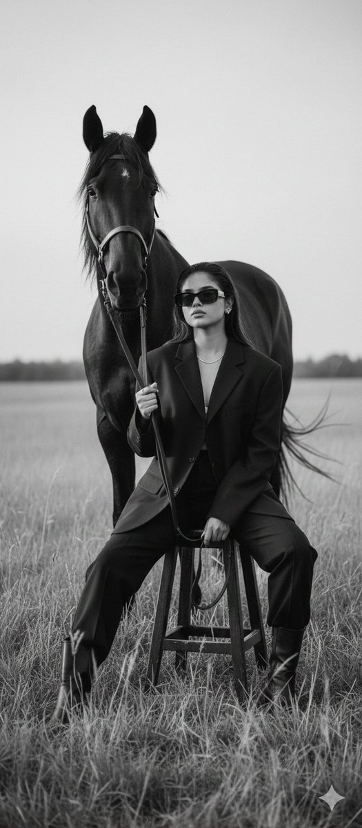 Cinematic Black-and-White Editorial Fashion Prompt AI image template preview