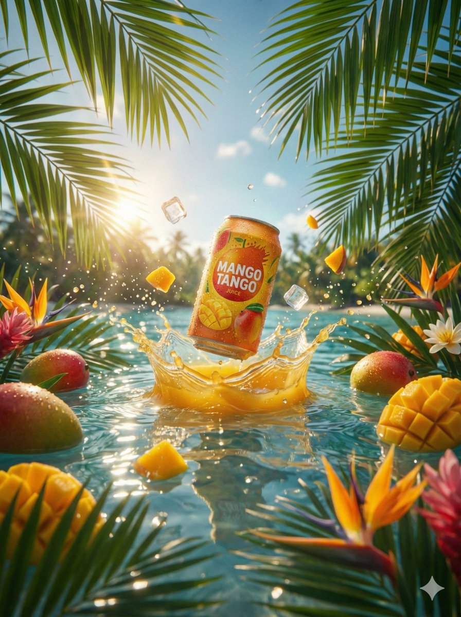 Hyper-Realistic Commercial Beverage Photography Prompt AI image template preview