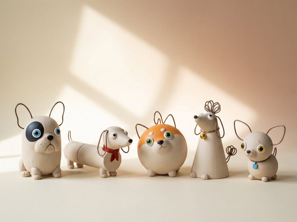 Handmade Clay Figurine Style with Wire Elements AI image template preview