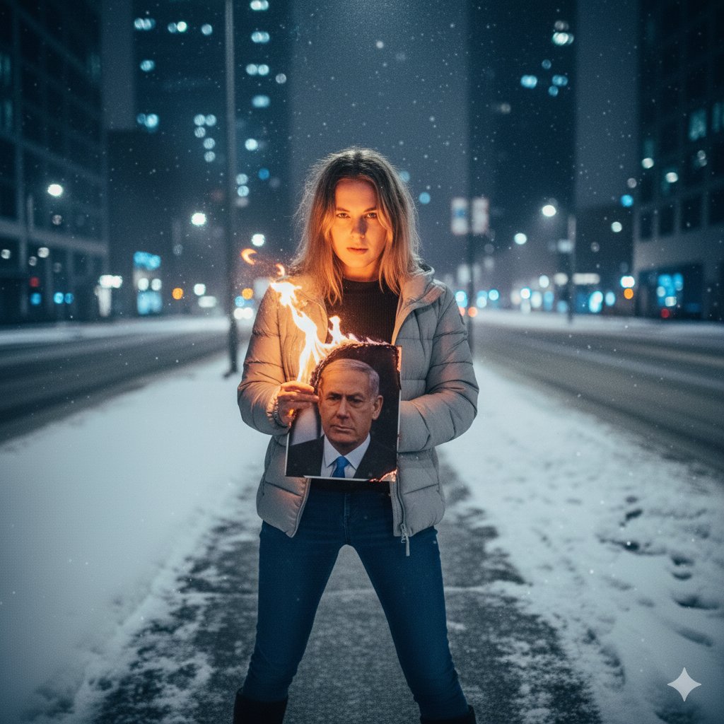 Symbolic Act of Defiance in the Snow AI image template preview