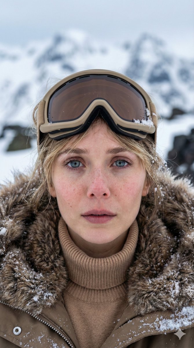 Vertical Cinematic Arctic Portrait (Tan/Brown Palette) example 1