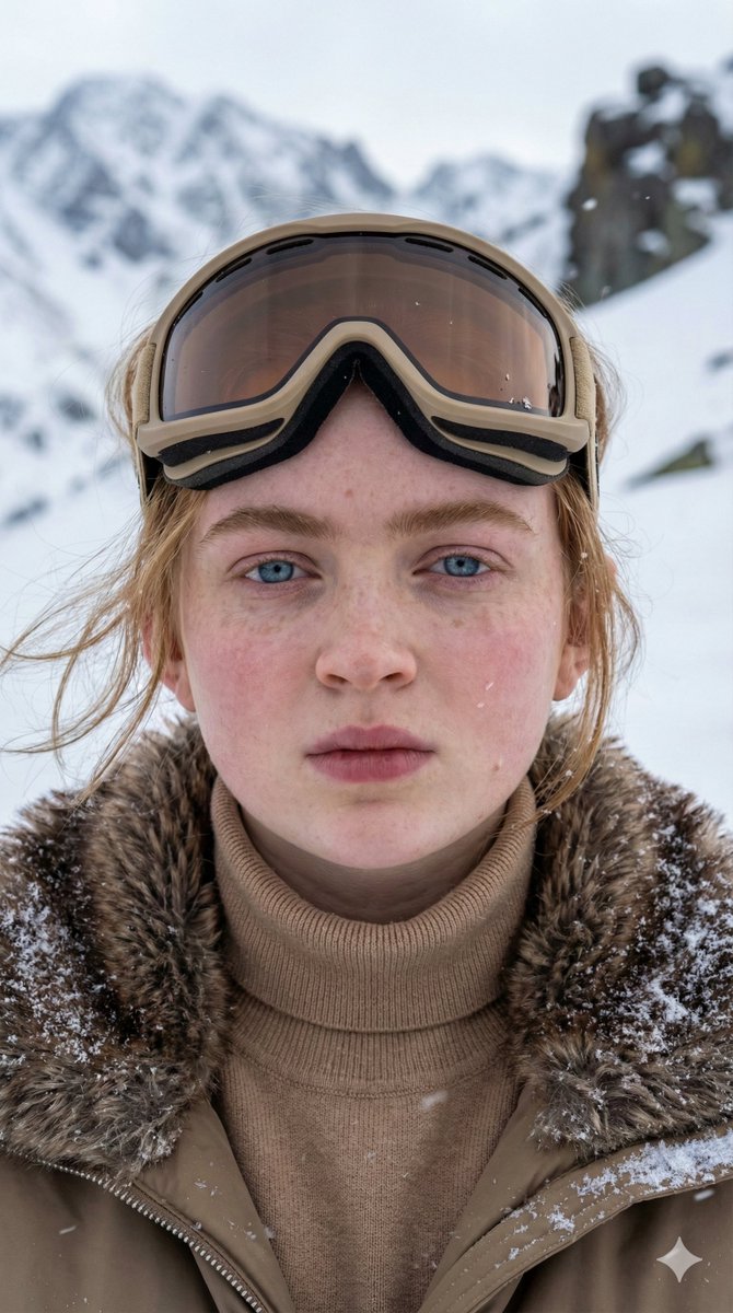 Vertical Cinematic Arctic Portrait (Tan/Brown Palette) example 3